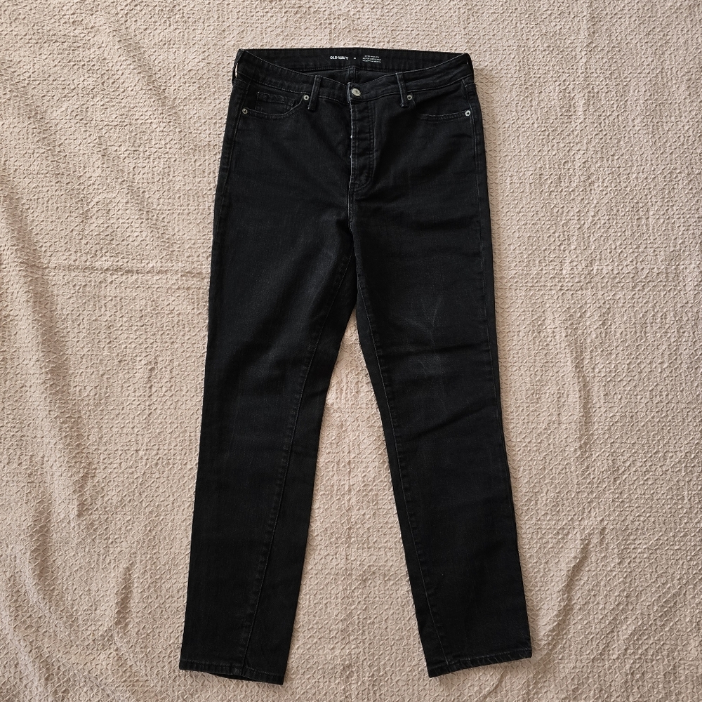 Old Navy Women's Extra High Rise Pop Icon Skinny Black Jeans Size 8